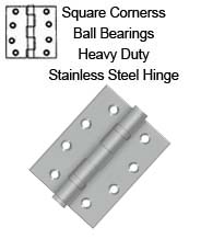4 x 3 Stainless Steel Hinge with Ball Bearings, Pair, Deltana SS4030BU32D